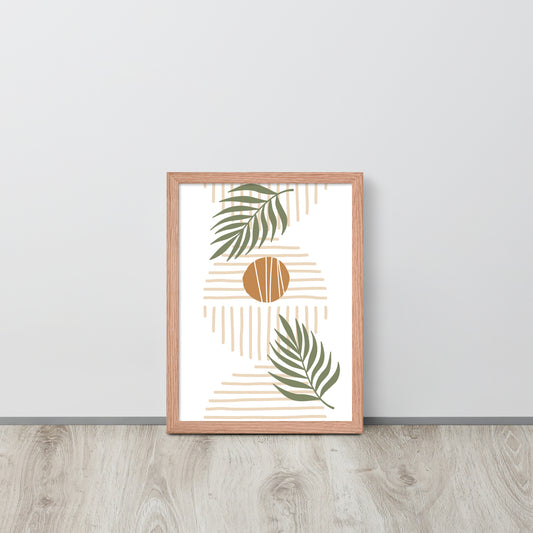 Boho Abstract Leaves in Earthy Neutrals | Framed Wall Art | 12x16