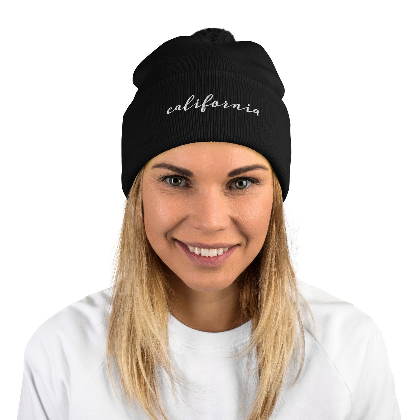 California | Pom-Pom Beanie | Embroidered