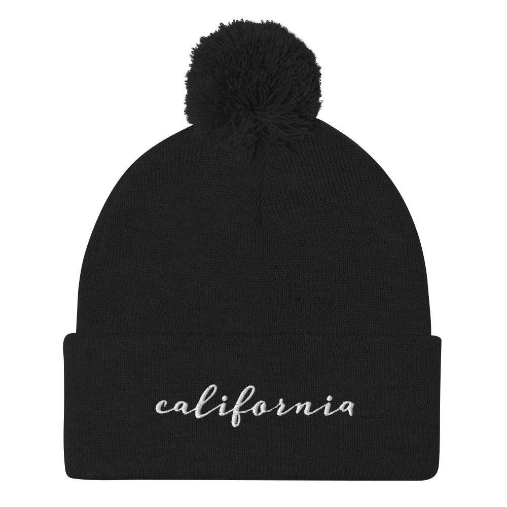 California | Pom-Pom Beanie | Embroidered