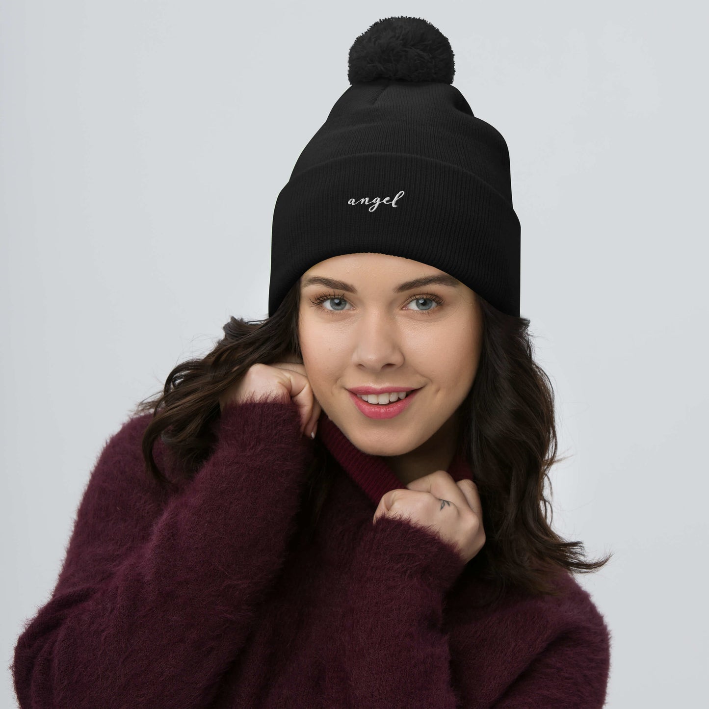 Angel | Pom-Pom Beanie | Embroidered