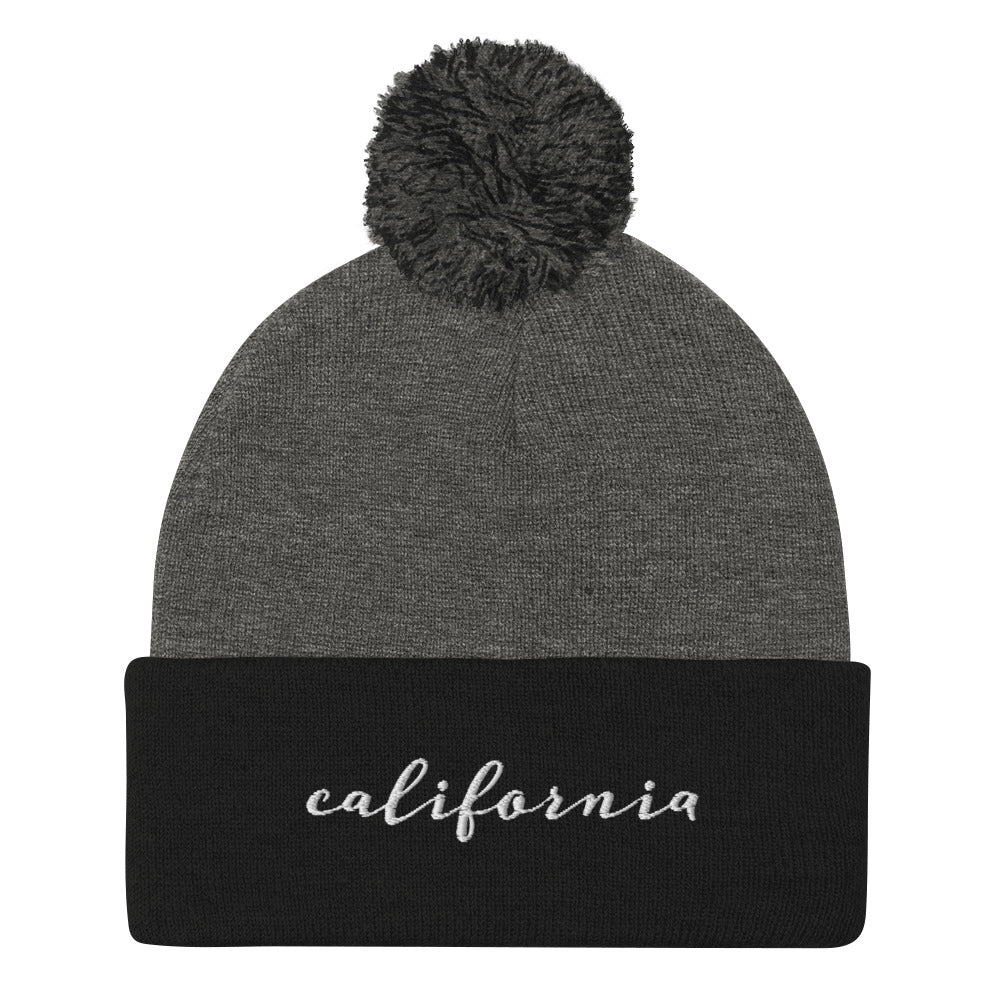 California | Pom-Pom Beanie | Embroidered