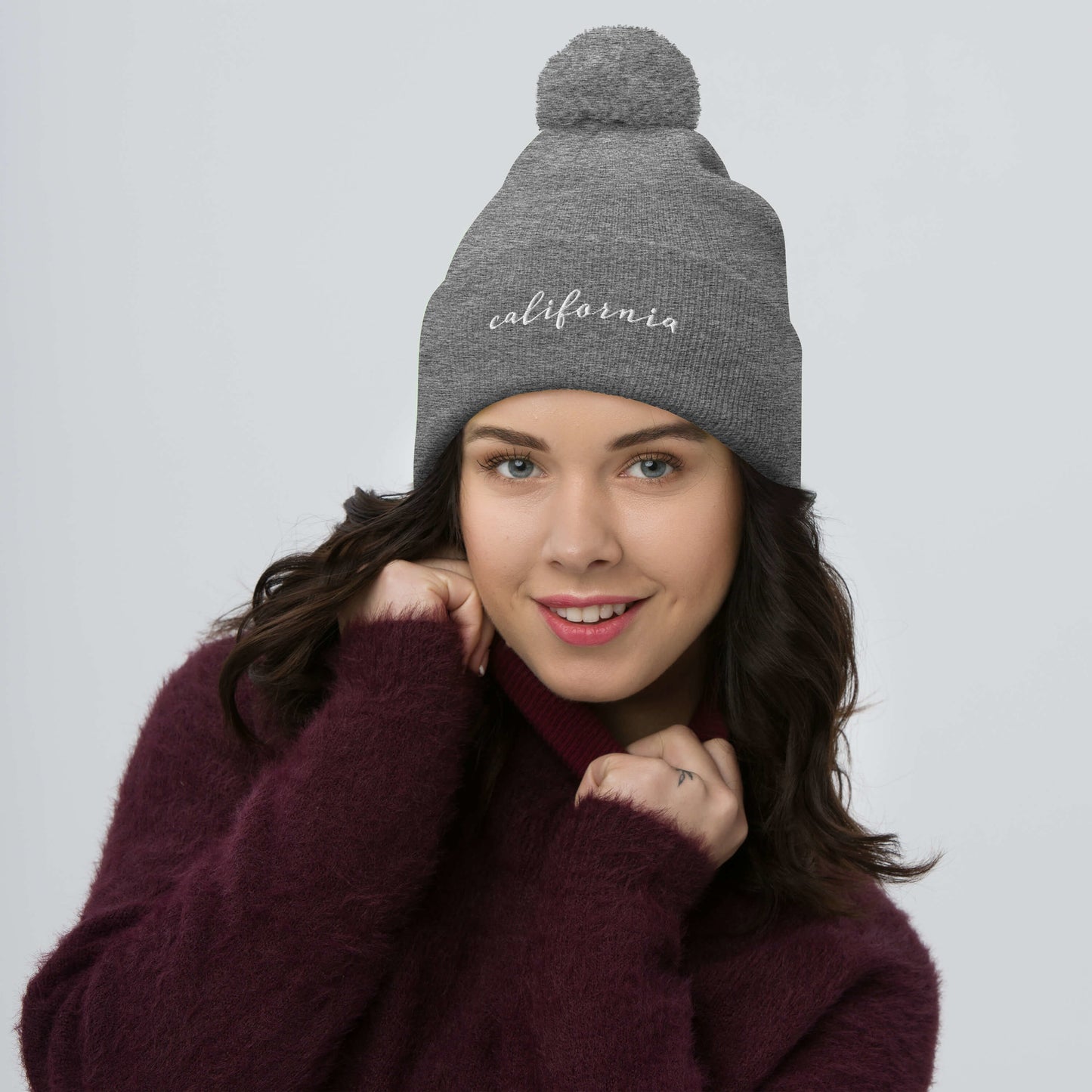 California | Pom-Pom Beanie | Embroidered