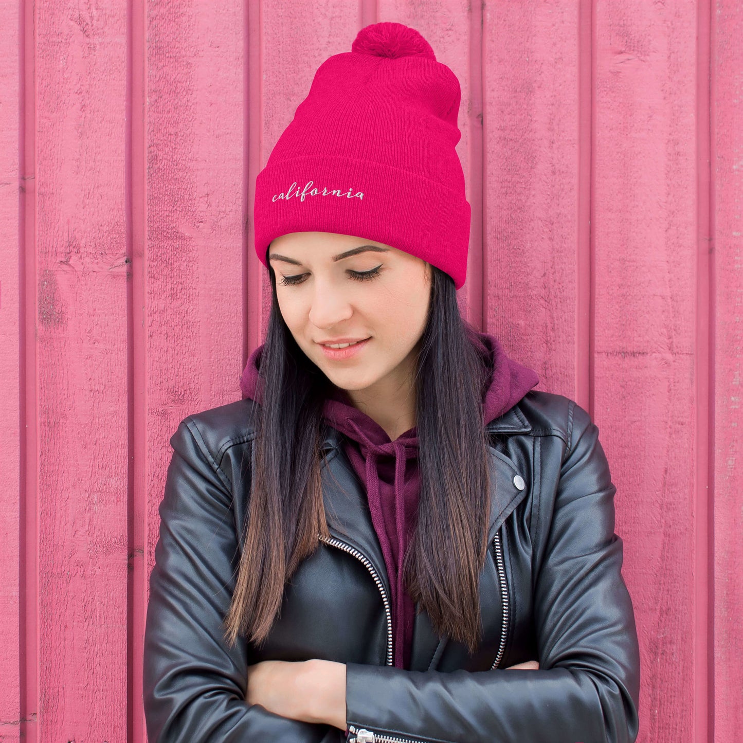 California | Pom-Pom Beanie | Embroidered