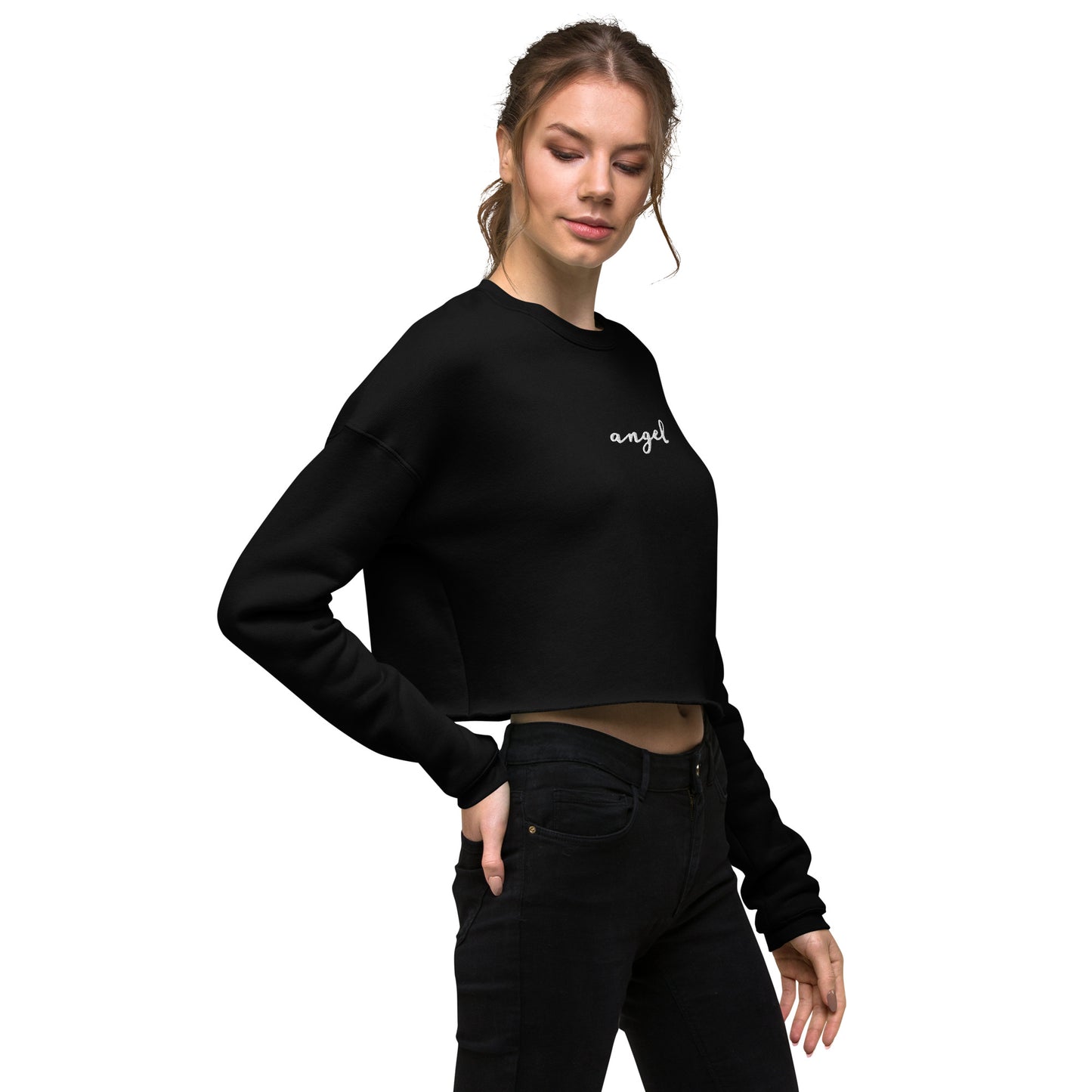 Angel | Women's Cropped Crewneck | Embroidered