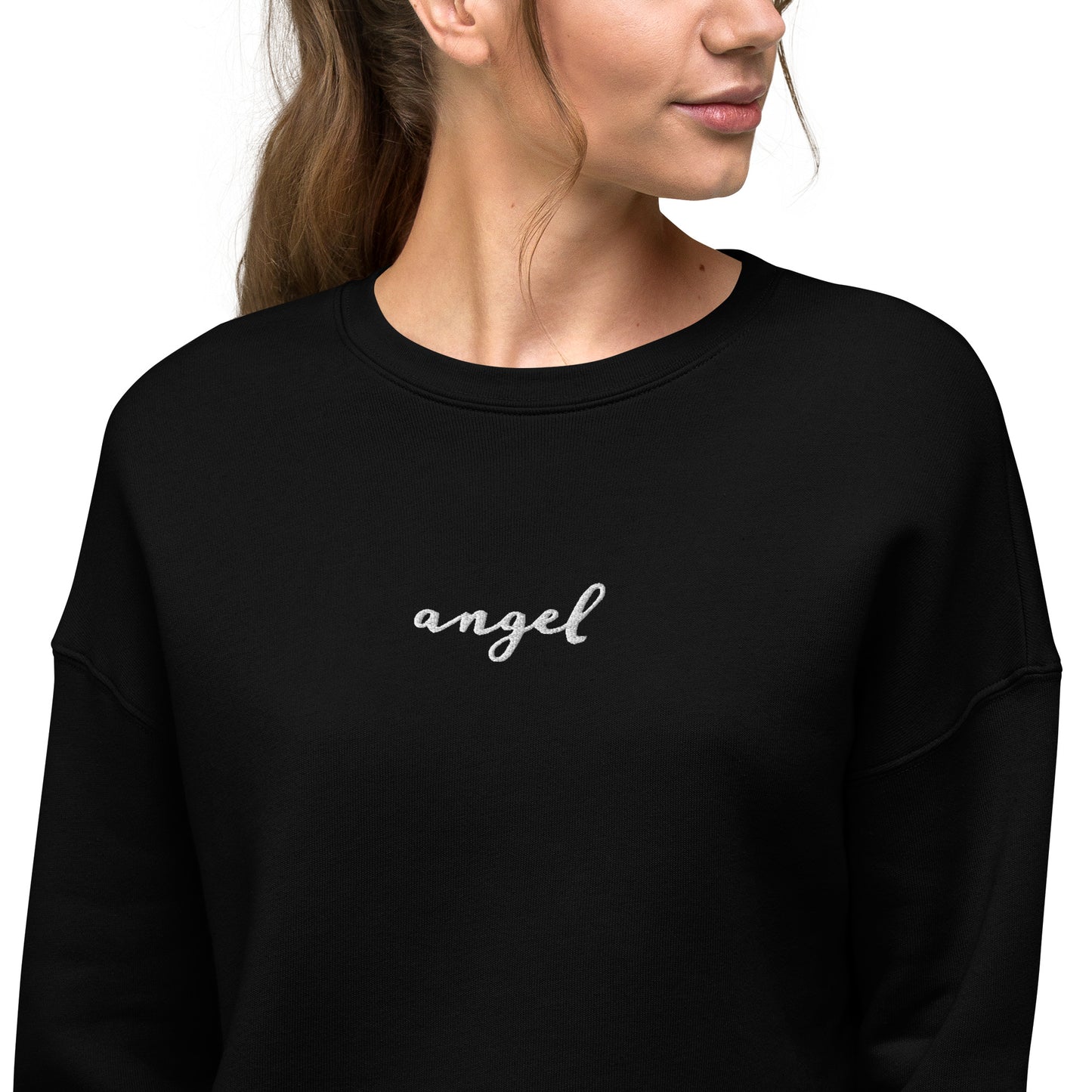 Angel | Women's Cropped Crewneck | Embroidered