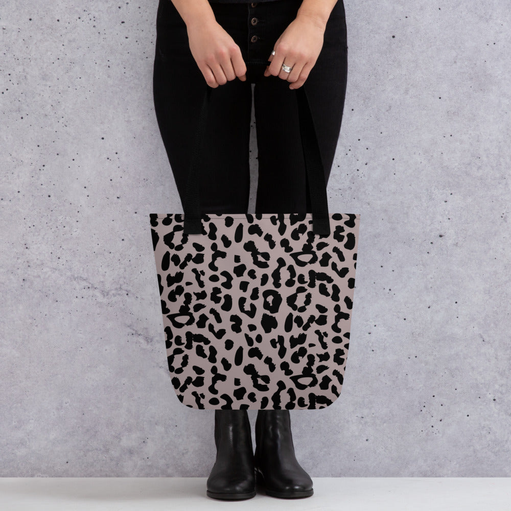 Leopard Print | Tote Bag with Black Handles