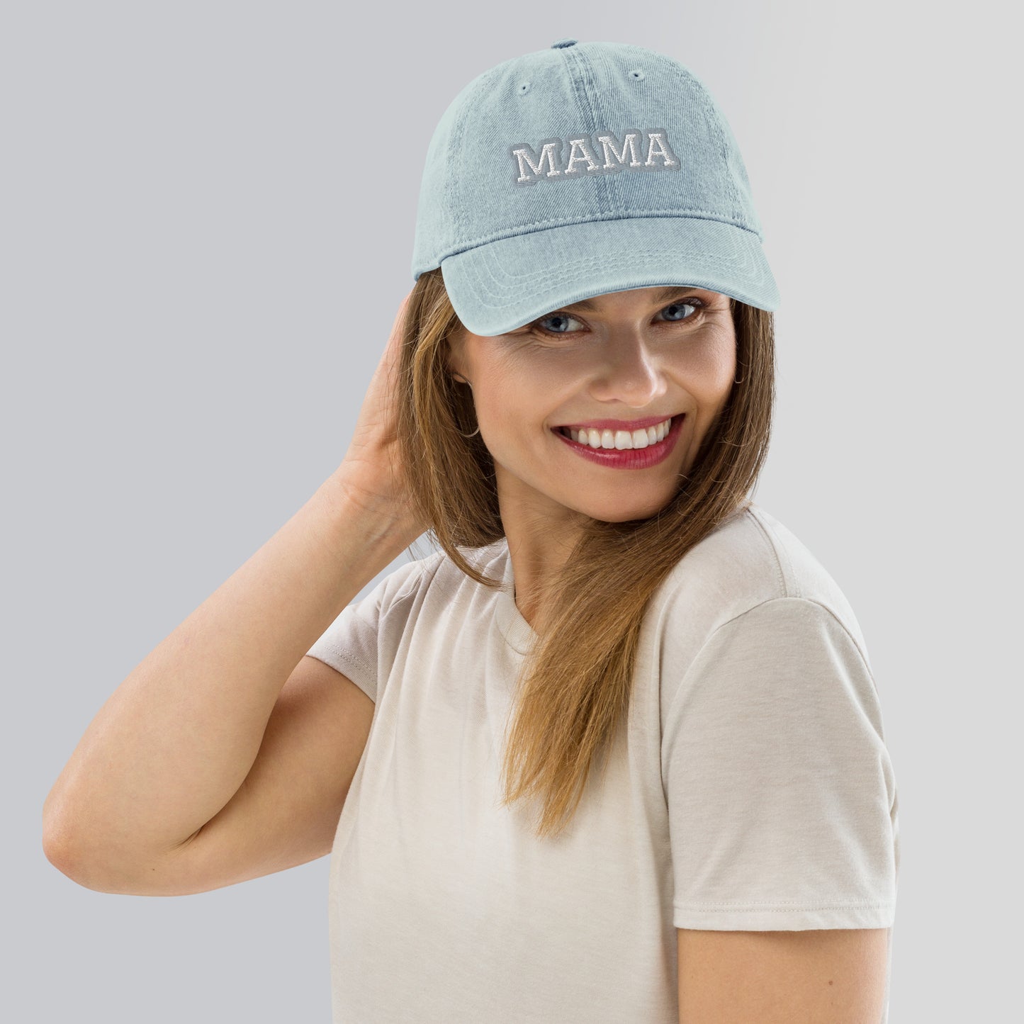 Mama | Denim Hat | Embroidered